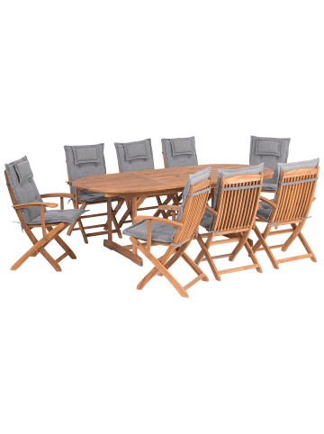 Beliani 9-tlg Gartentisch Set MAUI in Braun/Grau