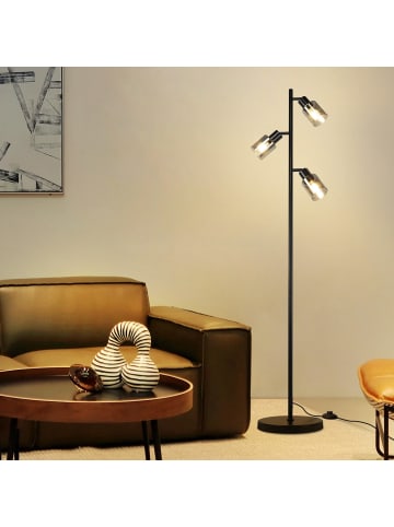 ZMH Stehlampe H 138cm Glas 3-flammige E14 in rauchgrau
