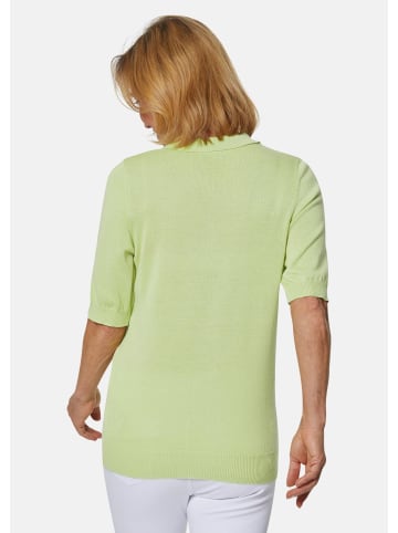 GOLDNER Kurzgröße:  Kurzarm Strickpullover mit Kragen in birke