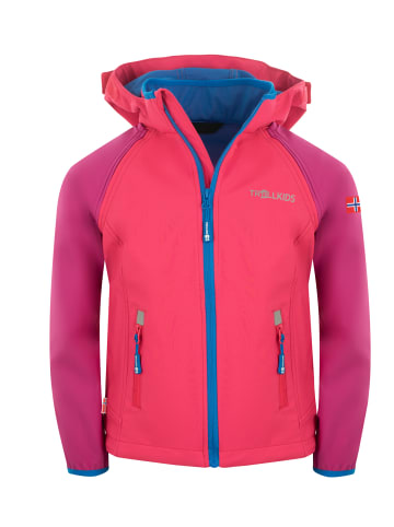 Trollkids Softshell Jacke Zip Off "Rondane" in Dunkelrosa / Hellrosa / Blau