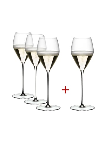 RIEDEL Glas 4er Set Champagner Weingläser Veloce in 327 ml in transparent