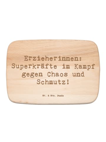 Mr. & Mrs. Panda Holzbrett Spruch Superheldin Erzieherin mit Spruch in Transparent