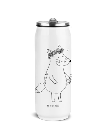 Mr. & Mrs. Panda Edelstahl Trinkflasche Fuchs Blumen ohne Spruch in Weiß