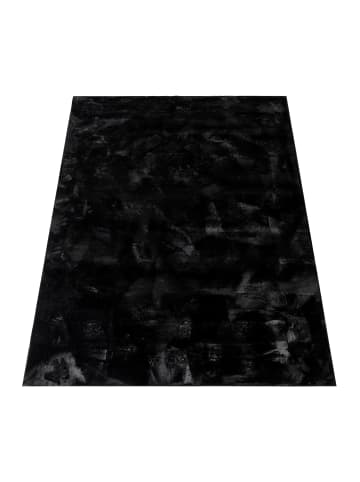 KADIMA DESIGN Teppich Kurzflor waschbar Einfarbig Wohnzimmer in Schwarz