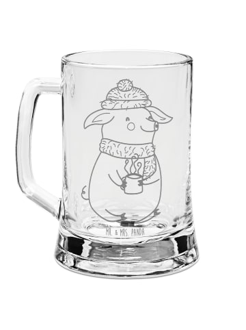 Mr. & Mrs. Panda Gravur Bierkrug Schwein Glühwein ohne Spruch in Transparent