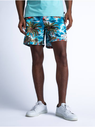 Petrol Industries Badehose mit tropischem Print Floridian in Blau