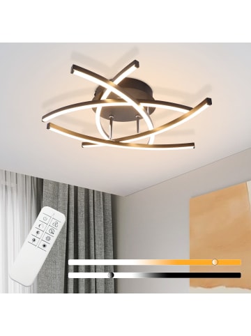 ZMH Deckenleuchte LED in schwarz 3000-6500K dimmbar Moderne Wohnzimmerlampe 32W