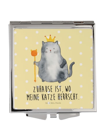Mr. & Mrs. Panda Reise Spiegel Katze König mit Spruch in Gelb Pastell