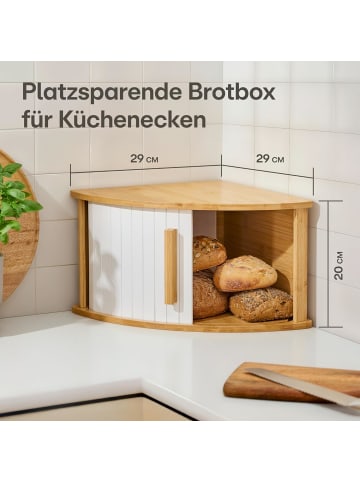 Praknu Brotkasten Ecke Holz mit Schiebetür – Platzsparende Brotbox