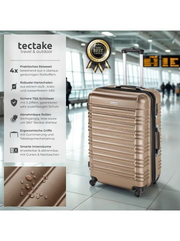 tectake Hartschalenkoffer-Set  TSA-Zahlenschloss, champagner