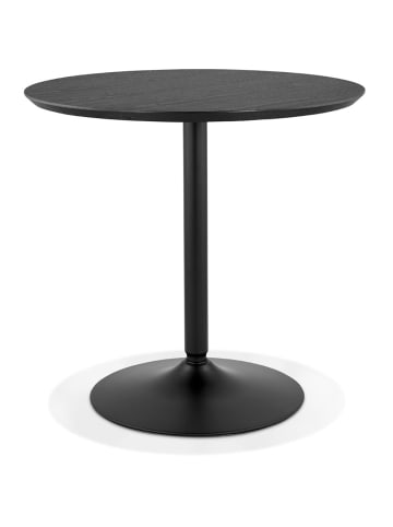 KADIMA DESIGN Runder Tisch, 80 cm, Minimalistisch, Robust, Holz & Metall in Schwarz