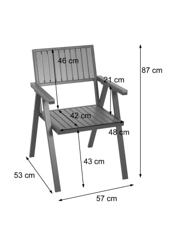 MCW 2er-Set Gartenstuhl+Gartentisch J95, Schwarz, teak