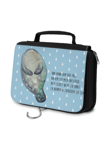 Mr. & Mrs. Panda duschbeutel Seekuh Happy mit Spruch in Blau Pastell