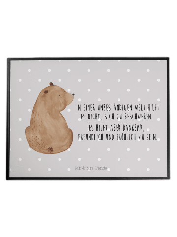 Mr. & Mrs. Panda Schreibtischunterlage Bär Schulterblick mit Spruch in Grau Pastell