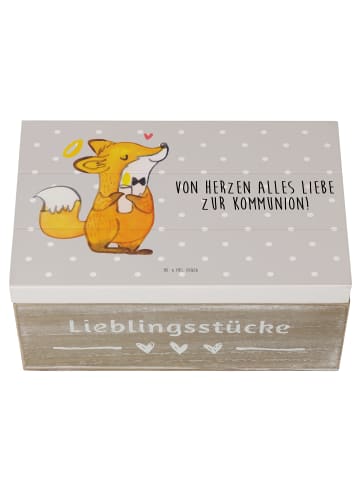 Mr. & Mrs. Panda Box aus Holz Fuchs Kommunion mit Spruch in Grau Pastell