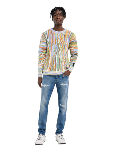 Carlo Colucci Rundhalspullover Fanti in Weiß / Mehrfarbig