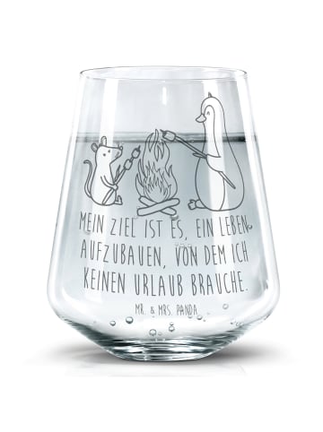 Mr. & Mrs. Panda Trinkglas Pinguin Lagerfeuer mit Spruch in Transparent