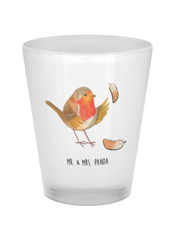 Mr. & Mrs. Panda Schnapsglas Rotkehlchen Federn ohne Spruch in Transparent