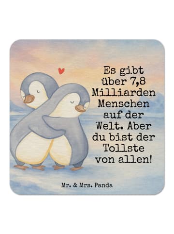 Mr. & Mrs. Panda Bierdeckel Pinguine Kuscheln Design mit Spruch in Weiß