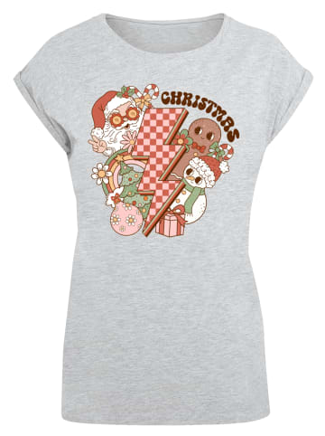 F4NT4STIC T-Shirt Groovy Weihnachten Flash Cozy Vibes in grau meliert