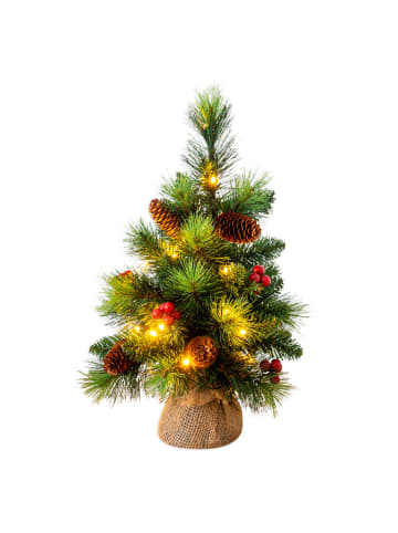 näve LED-Weihnachtsbaum mit Beeren und Tannenzapfen (H) 45 cm in Grün