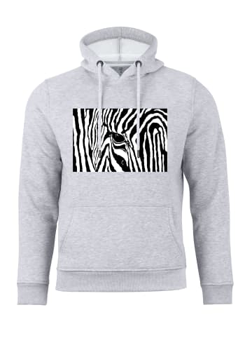 Cotton Prime® Kapuzensweatshirt Black & White Zebra Eye in grau