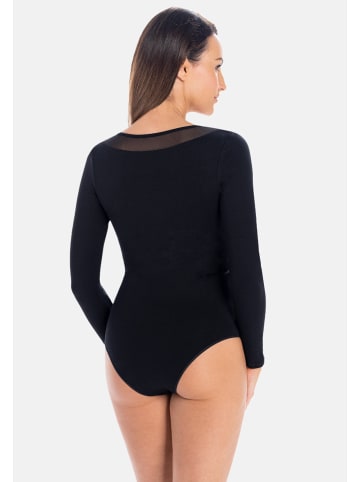 Teyli Langärmeliger Viskose-Bodysuit Amber in schwarz