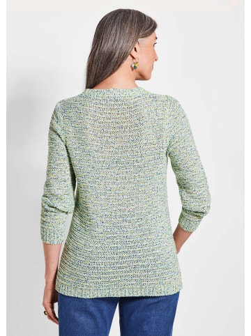 GOLDNER Kurzgröße:  Strickoberteil mit Multicolor-Effekt in gelb / weiß / gemustert