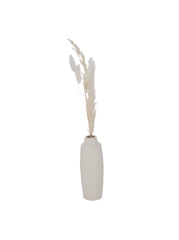 Boltze Dekovase aus Porzellan BIANCA, Trockenblumen in Weiß, Ø 5,5 x (H) 16 cm