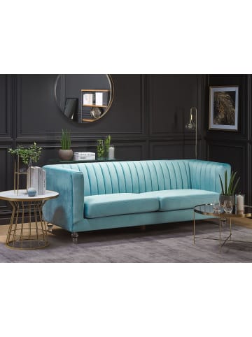 Beliani 3-Sitzer Sofa ARVIKA in Blau/Transparent - (W) 204 x (H) 75 x (L) 78 cm