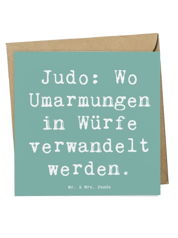 Mr. & Mrs. Panda Einladungskarte Spruch Judo Umarmungen mit Spruch in Meeresbrise