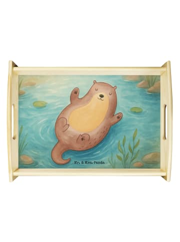 Mr. & Mrs. Panda Serviertablett Otter Umarmen Design ohne Spruch in Weiß