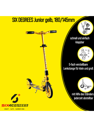 SIX DEGREES Aluminium Scooter Junior 180/145 mm in yellow