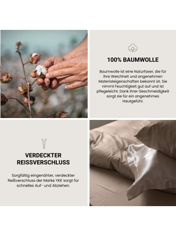 Schiesser Baumwollsatin-Kissenhüllen Ella in Cappuccino