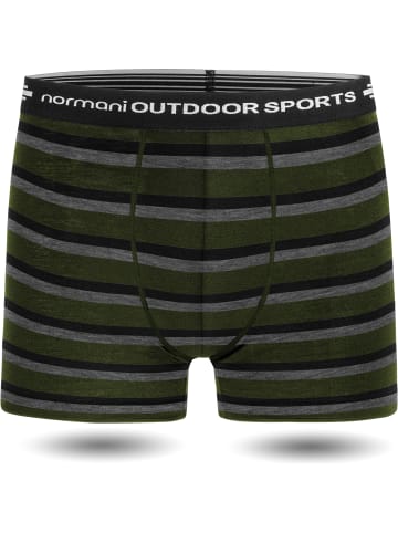 Normani Outdoor Sports 3er Pack Herren Merino Boxershorts Unterhose in Grün/Schwarz/Grau
