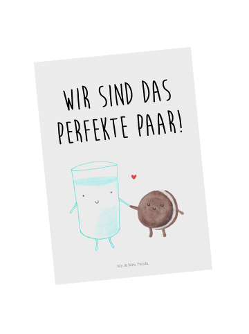 Mr. & Mrs. Panda Grußkarte Milch Keks mit Spruch in Weiß
