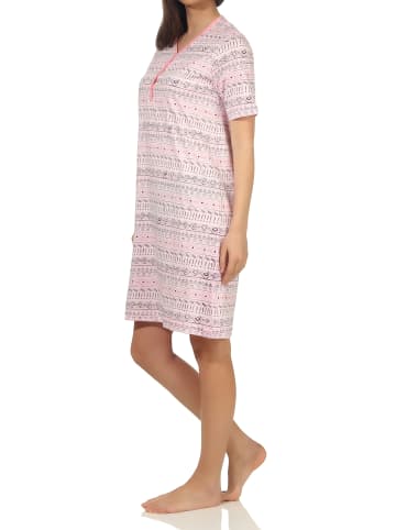 NORMANN kurzarm Nachthemd Ethnolook in rosa