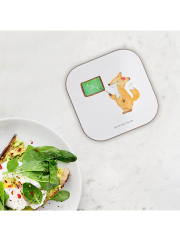 Mr. & Mrs. Panda Untersetzer für Gläser Fuchs Lehrerin ohne Spruch in Weiß