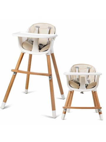 COSTWAY 2-in-1 Babyhochstuhl in Creme