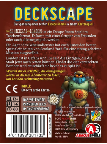 Abacusspiele Deckscape - Das Schicksal von London | Das 2. Spiel der erfolgreichen...