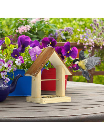 relaxdays Vogelfutterhaus in Natur - (B)23 x (H)27 x (T)13 cm