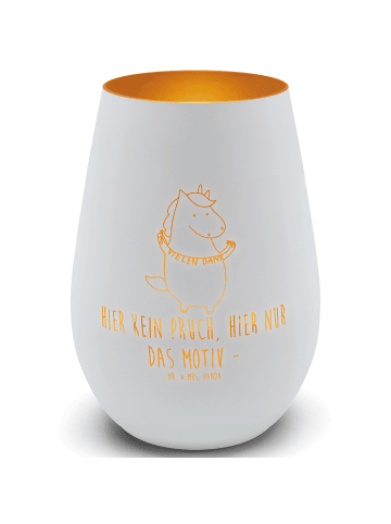 Mr. & Mrs. Panda Glas Windlicht Einhorn Dankeschön mit Spruch in Weiß