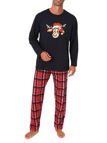 NORMANN Schlafanzug Weihnachten langarm Renntier - 88353 in navy