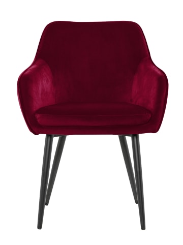 SalesFever Esszimmerstuhl mit Steppung Samt und schwarzem Gestell in Rot