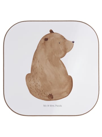 Mr. & Mrs. Panda Glasuntersetzer Bär Schulterblick ohne Spruch in Weiß