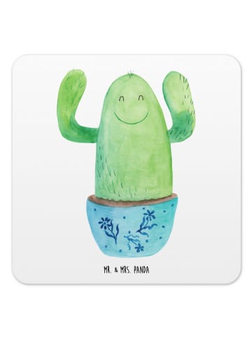 Mr. & Mrs. Panda Untersetzer für Gläser Kaktus Happy ohne Spruch in Weiß