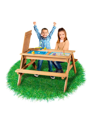 Coemo 2in1 Kindersitzgruppe und Sand-und Wasserspieltisch aus Holz in Natur
