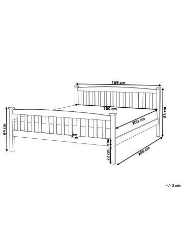 Beliani Doppelbett GIVERNY in Braun - (W) 169 x (H) 83 x (L) 208 cm