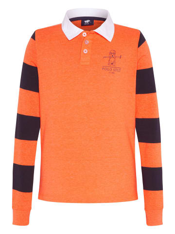 Polo Sylt Longsleeve im Polo-Look mit gestreiften Ärmeln in Orange