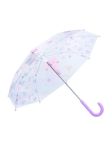 COFI 1453 Prêt Kinder-Regenschirm ? 71 cm Katze-Design, transparent & handlich in Rosa